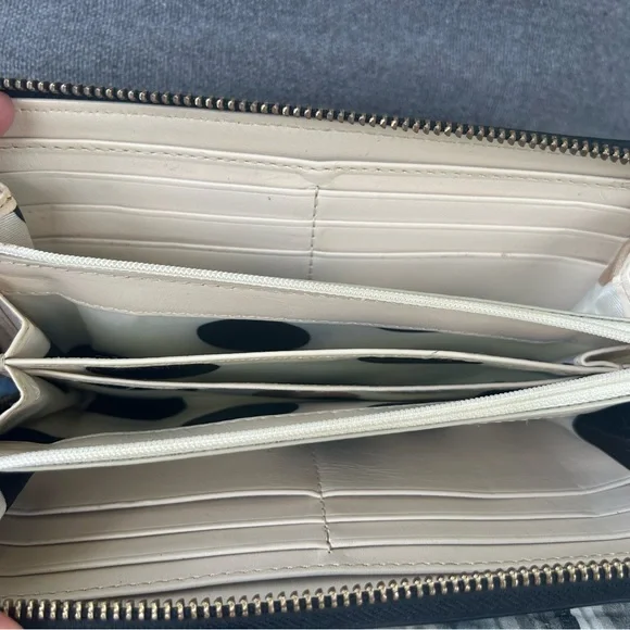 kate spade Cream and Black Striped Patent Zip Wallet - Picture 3 of 5